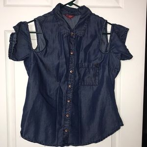 Guess Denim Cold Shoulder Top Size Large
